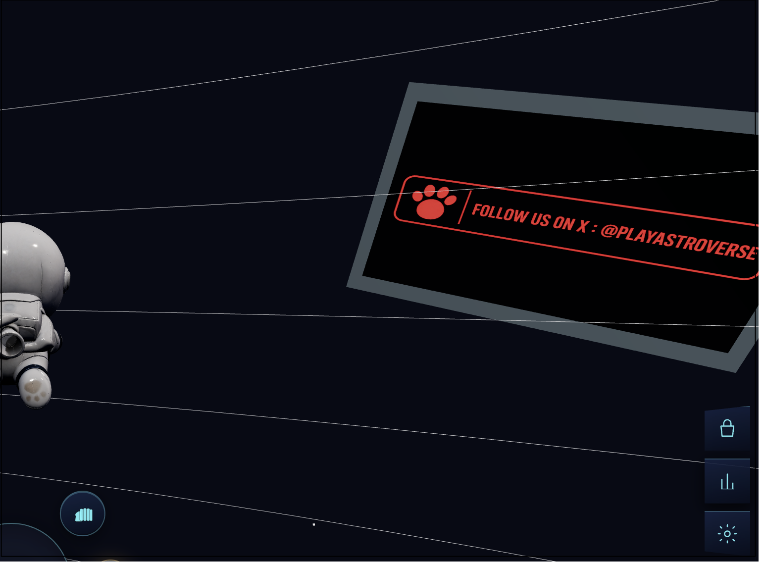In-game social hub featuring branded activations and ad banners.